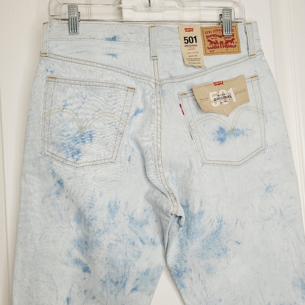 Levi’s 501 Skinny Jeans Light Acid Wash tie dye 29 by 26 - Picture 6 of 8